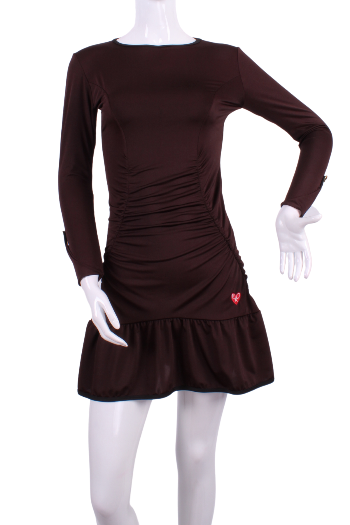 chinese dress ladies Soft Brown Long Sleeve Monroe Solid Tennis Dress