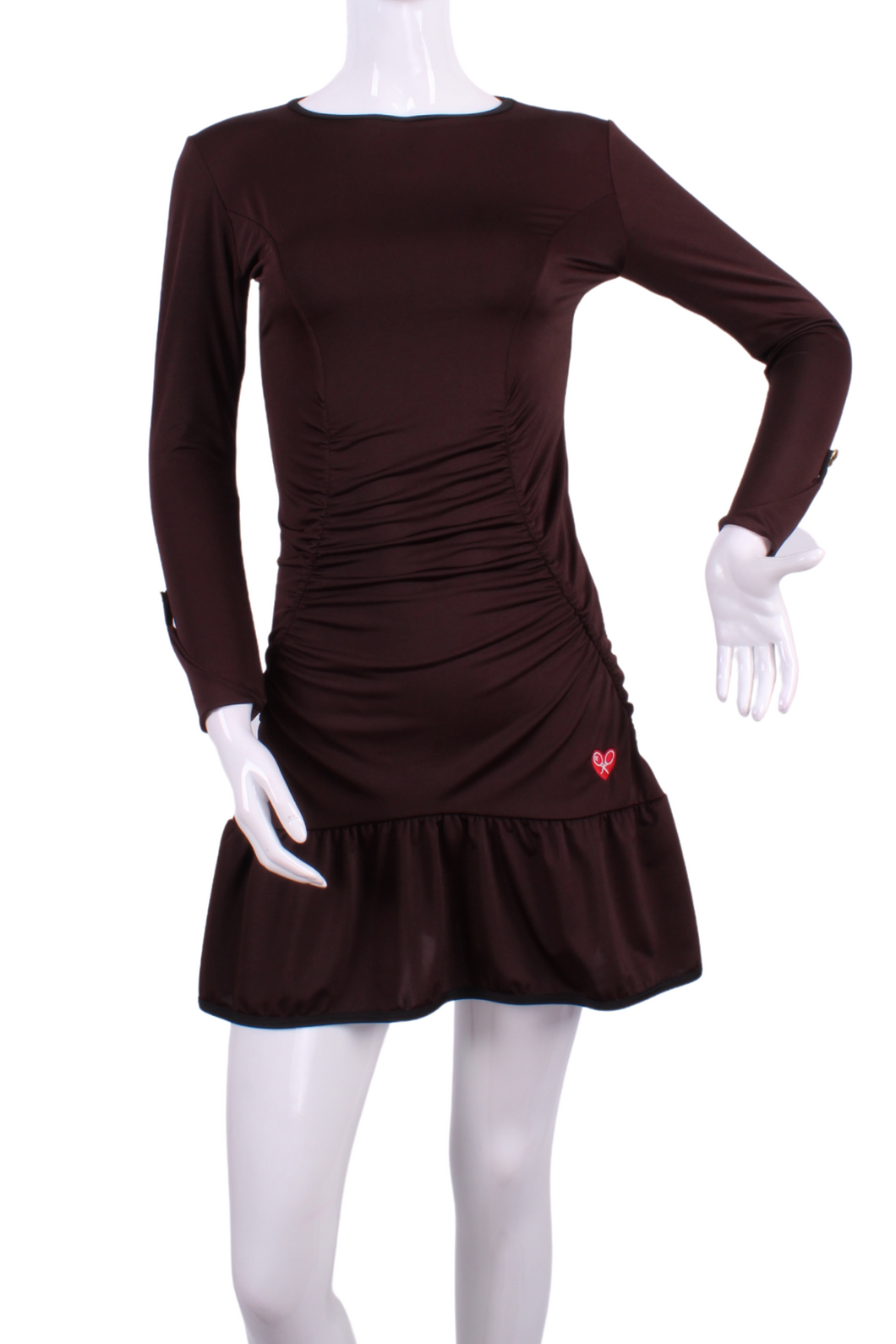 Soft Brown Long Sleeve Monroe Solid Tennis Dress - I LOVE MY DOUBLES PARTNER!!!