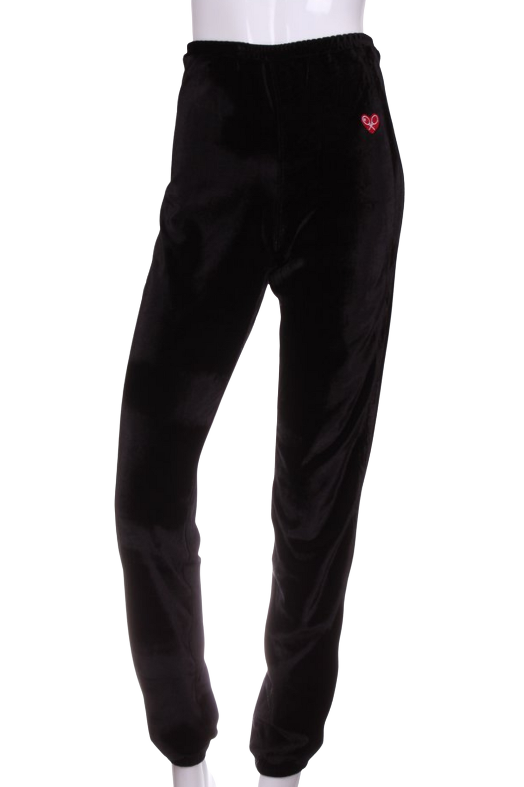 Solid Black Velvet Baggy Warm Up Pants - I LOVE MY DOUBLES PARTNER!!!