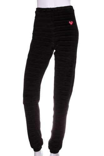Striped Black Velvet Baggy Warm Up Pants - I LOVE MY DOUBLES PARTNER!!!