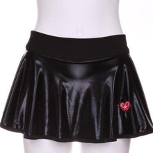 Load image into Gallery viewer, Pleather Black Tennis LOVE “O” Skirt - I LOVE MY DOUBLES PARTNER!!!
