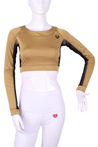 Gold + Black Mesh Crop Top - I LOVE MY DOUBLES PARTNER!!!