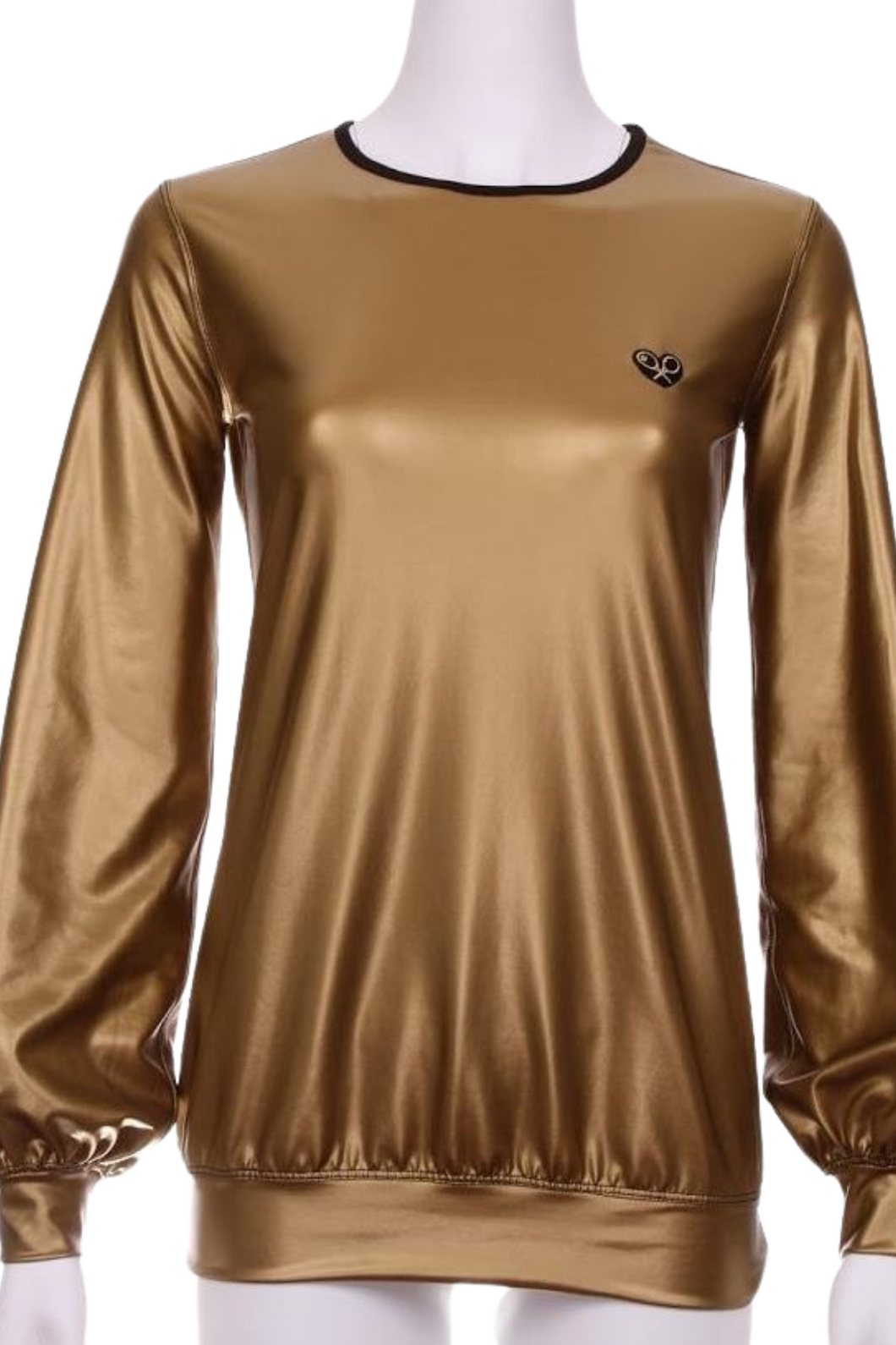 Pleather Gold Long Sleeve Warm Up Top - I LOVE MY DOUBLES PARTNER!!!