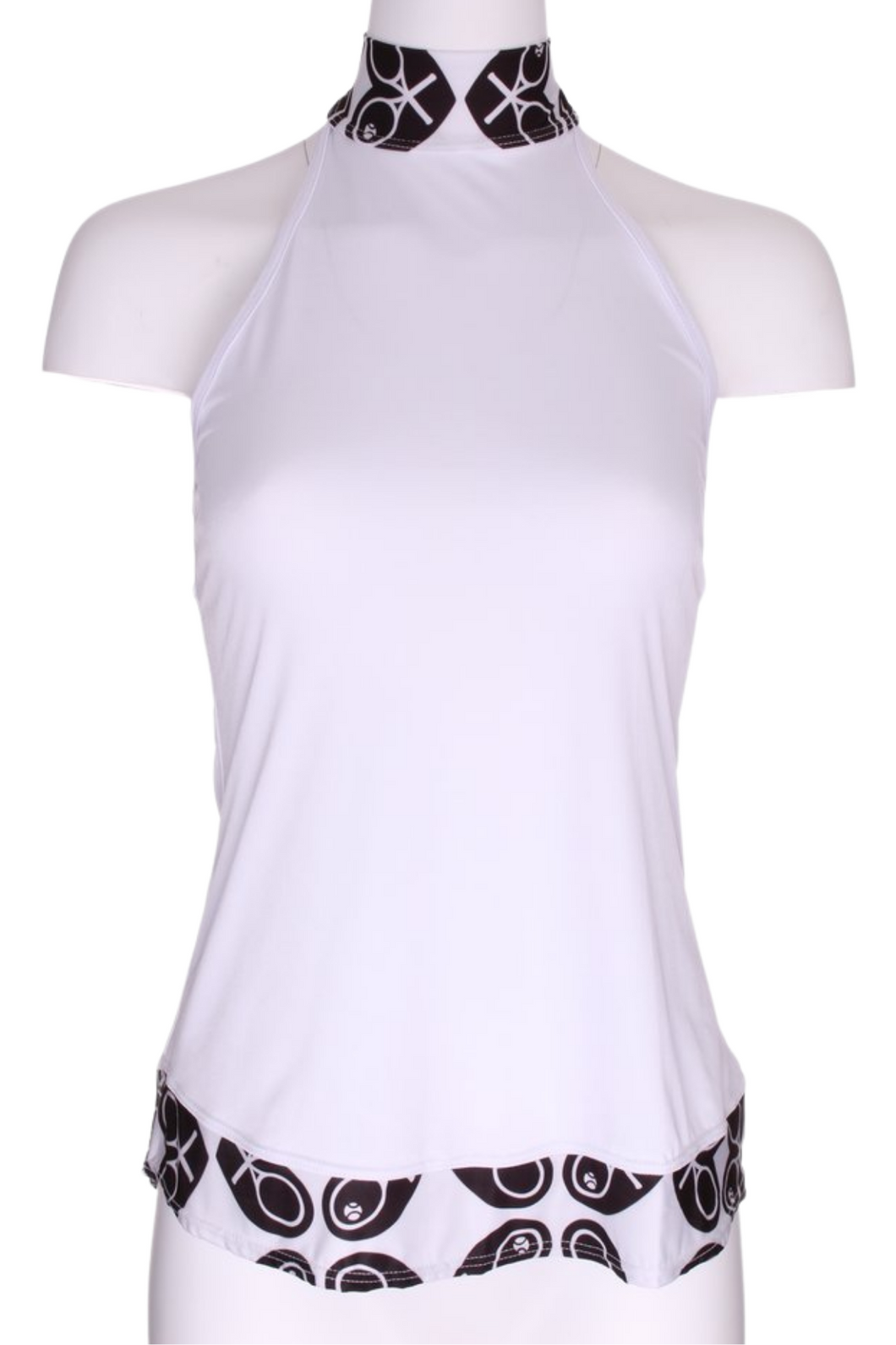 White Halter Top + Black White Diamond Heart Trim - I LOVE MY DOUBLES PARTNER!!!