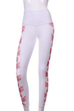 Load image into Gallery viewer, White Leg Lengthening Leggings with Mesh Heart Sides - I LOVE MY DOUBLES PARTNER!!!
