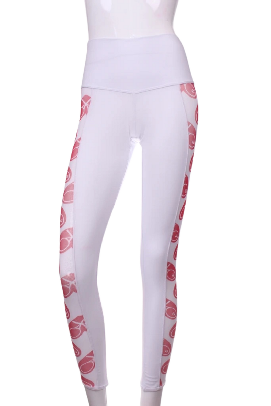 White Leg Lengthening Leggings with Mesh Heart Sides - I LOVE MY DOUBLES PARTNER!!!
