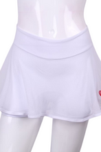 Load image into Gallery viewer, White Mesh Love O Tennis Skirt - I LOVE MY DOUBLES PARTNER!!!
