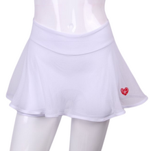 Load image into Gallery viewer, White Mesh Love O Tennis Skirt - I LOVE MY DOUBLES PARTNER!!!
