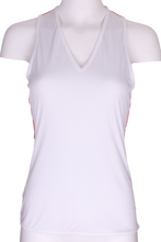 Load image into Gallery viewer, White Vee Tank with Huge Hearts on Back - I LOVE MY DOUBLES PARTNER!!!

