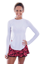 Load image into Gallery viewer, Longer White + White Mesh Long Sleeve Crew Tee - I LOVE MY DOUBLES PARTNER!!!
