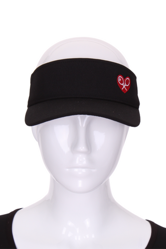 Visor Black or Red or White with Heart + Rackets Logo - I LOVE MY DOUBLES PARTNER!!!