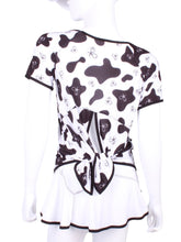 Load image into Gallery viewer, Short Sleeve Tie Back Cow Print - I LOVE MY DOUBLES PARTNER!!!
