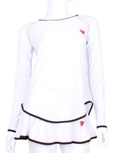 Load image into Gallery viewer, Tie Back Tee Long Sleeve White - I LOVE MY DOUBLES PARTNER!!!
