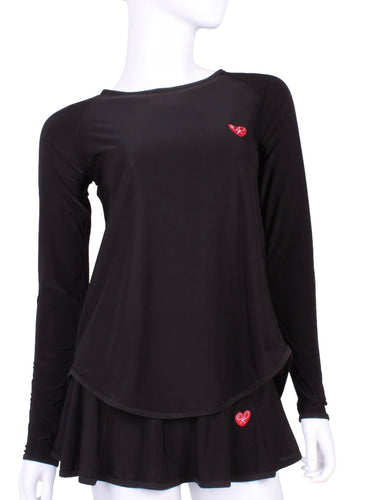 Tie Back Tee Long Sleeve Black - I LOVE MY DOUBLES PARTNER!!!