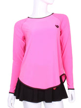 Load image into Gallery viewer, Tie Back Tee Long Sleeve Pink - I LOVE MY DOUBLES PARTNER!!!
