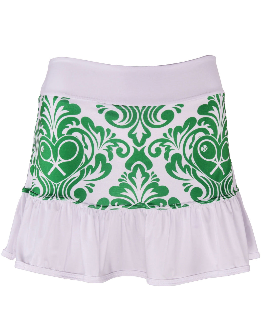 Green Damask + Heart Ruffle Skirt - I LOVE MY DOUBLES PARTNER!!!
