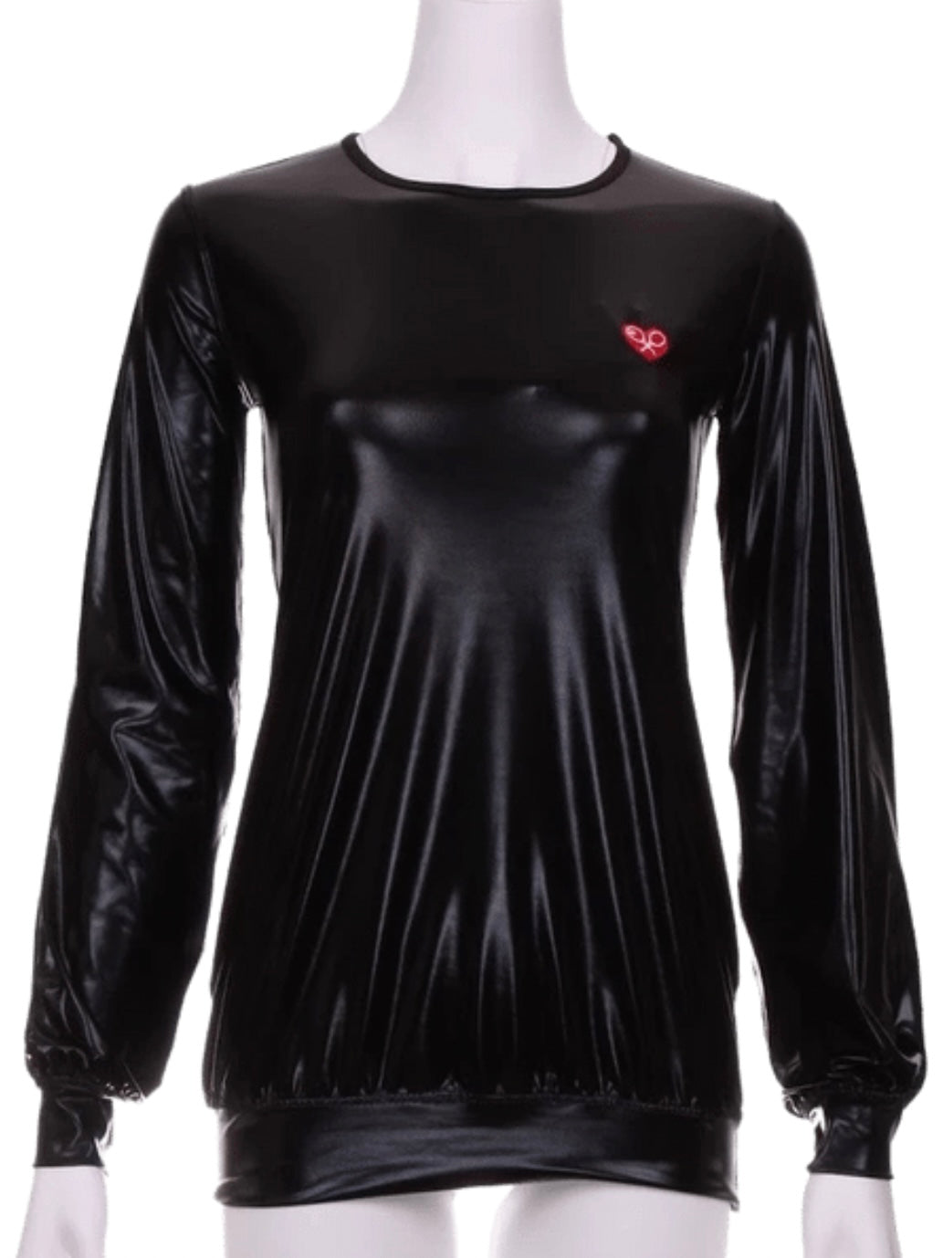 Shiny Black Long Sleeve Warm Up Top - I LOVE MY DOUBLES PARTNER!!!