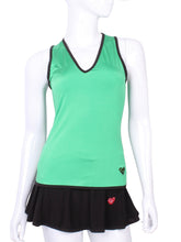 Load image into Gallery viewer, Green Straight Back Vee Tank - I LOVE MY DOUBLES PARTNER!!!

