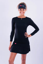 Load image into Gallery viewer, Generous Long Sleeve Monroe Tennis Dress Black - I LOVE MY DOUBLES PARTNER!!!

