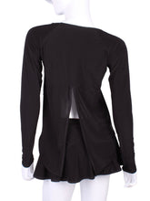 Load image into Gallery viewer, Tie Back Tee Long Sleeve Black - I LOVE MY DOUBLES PARTNER!!!
