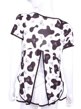 Load image into Gallery viewer, Short Sleeve Tie Back Cow Print - I LOVE MY DOUBLES PARTNER!!!
