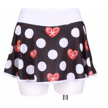 Load image into Gallery viewer, White Polka Dot + Red Heart Love &quot;O&quot; Skirt - I LOVE MY DOUBLES PARTNER!!!
