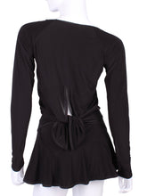 Load image into Gallery viewer, Tie Back Tee Long Sleeve Black - I LOVE MY DOUBLES PARTNER!!!
