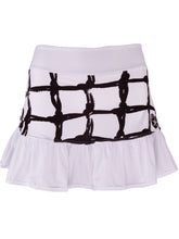 Load image into Gallery viewer, Black Tennis Net on White Ruffle Skirt - I LOVE MY DOUBLES PARTNER!!!
