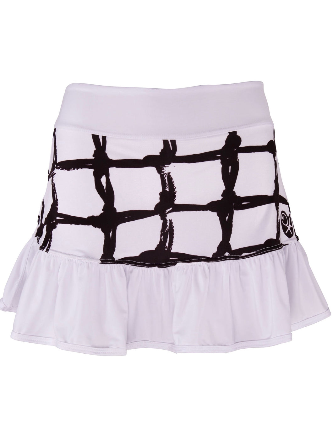 Black Tennis Net on White Ruffle Skirt - I LOVE MY DOUBLES PARTNER!!!