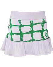 Load image into Gallery viewer, Green Tennis Net on White Ruffle Skirt - I LOVE MY DOUBLES PARTNER!!!
