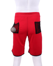 Load image into Gallery viewer, This is our limited edition Short Men’s Shorts Red.  This piece has a silky and soft fabric.   We make these in very small quantities - by design.  Unique.  Luxurious.  Comfortable.  Cool.  Fun.
