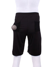 Load image into Gallery viewer, This is our limited edition Short Men’s Shorts Black.  This piece has a silky and soft fabric.   We make these in very small quantities - by design.  Unique.  Luxurious.  Comfortable.  Cool.  Fun.
