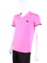 Load image into Gallery viewer, This is our limited edition Men’s Polo Pink.   This piece has a silky and soft fabric.   We make these in very small quantities - by design.  Unique.  Luxurious.  Comfortable.  Cool.  Fun.
