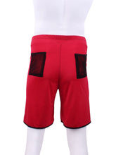 Load image into Gallery viewer, This is our limited edition Short Men’s Shorts Red.  This piece has a silky and soft fabric.   We make these in very small quantities - by design.  Unique.  Luxurious.  Comfortable.  Cool.  Fun.
