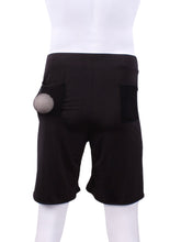 Load image into Gallery viewer, This is our limited edition Short Men’s Shorts Black.  This piece has a silky and soft fabric.   We make these in very small quantities - by design.  Unique.  Luxurious.  Comfortable.  Cool.  Fun.

