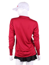 Load image into Gallery viewer, Raspberry Red w/ Red Mesh Long Sleeve Very Vee Tee
