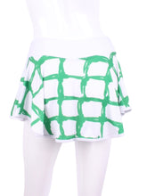 Load image into Gallery viewer, This “limited edition” print is available in our delightful LOVE “O” Skirt.     The waistband and shorties are white.
