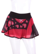 Load image into Gallery viewer, My all new Mondrian Mesh O Skirt  - feminine, soft and very cool!  Each skirt has soft shorties connected.  The mesh makes it very light and airy and carries my TM logo of the heart and rackets!  It is a little see through - allowing for the black shorties underneath to be seen a little.  
