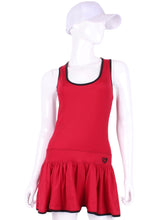 Load image into Gallery viewer, V1 Red With Red Mesh &amp; Black Trim Sandra Dee Court To Cocktails Tennis Dress
