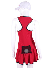 Load image into Gallery viewer, V1 Red With Red Mesh &amp; Black Trim Sandra Dee Court To Cocktails Tennis Dress
