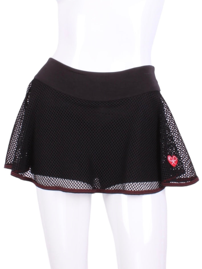 Black Fishnet Tennis O Skirt